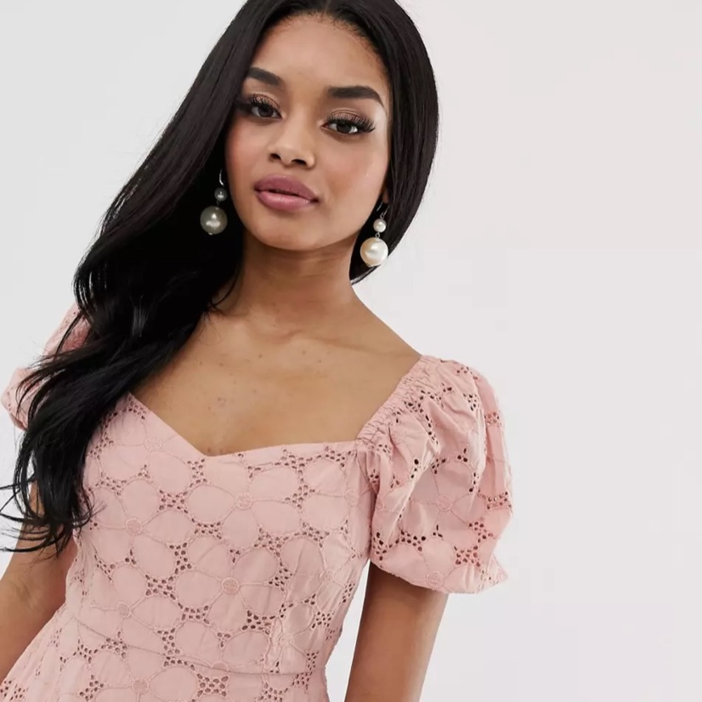 ASOS DESIGN broderie cottage core peasant maxi dress - Picture 4 of 12